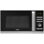 Kuchenka mikrofalowa AMICA AMGF23E1GS 900W średnica 27 cm pojemność 23L MultiWave System Srebrno-czarny