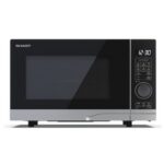 Kuchenka mikrofalowa SHARP YC-PG204AE-S 700W średnica 24.5 cm pojemność 20L Auto Defrost Weight Defrost EcoMode Srebrno-czarny